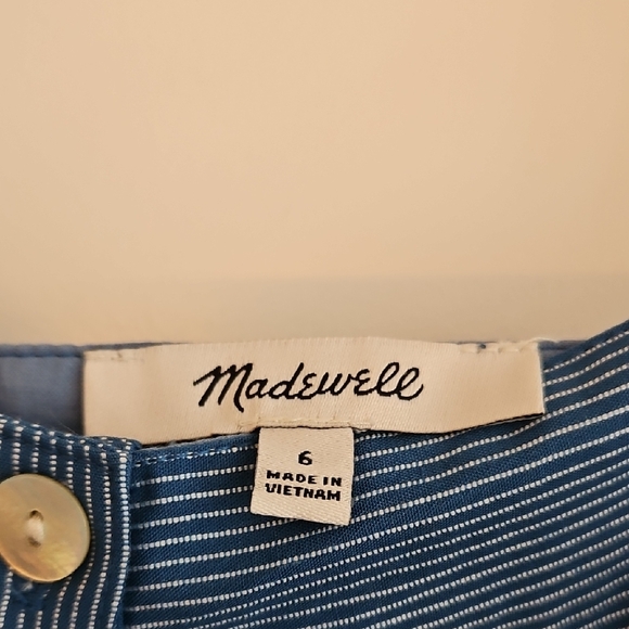 Madewell Blue Striped Midi Dress with Buttons - Picture 2 of 4